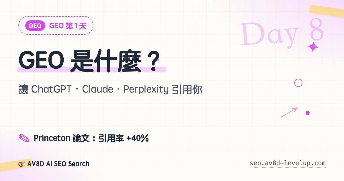 Day 8 — GEO 是什麼